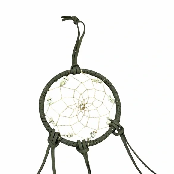 Handmade Sage Green Peacock Feather Hanging Dreamcatcher - Picture 10 of 14